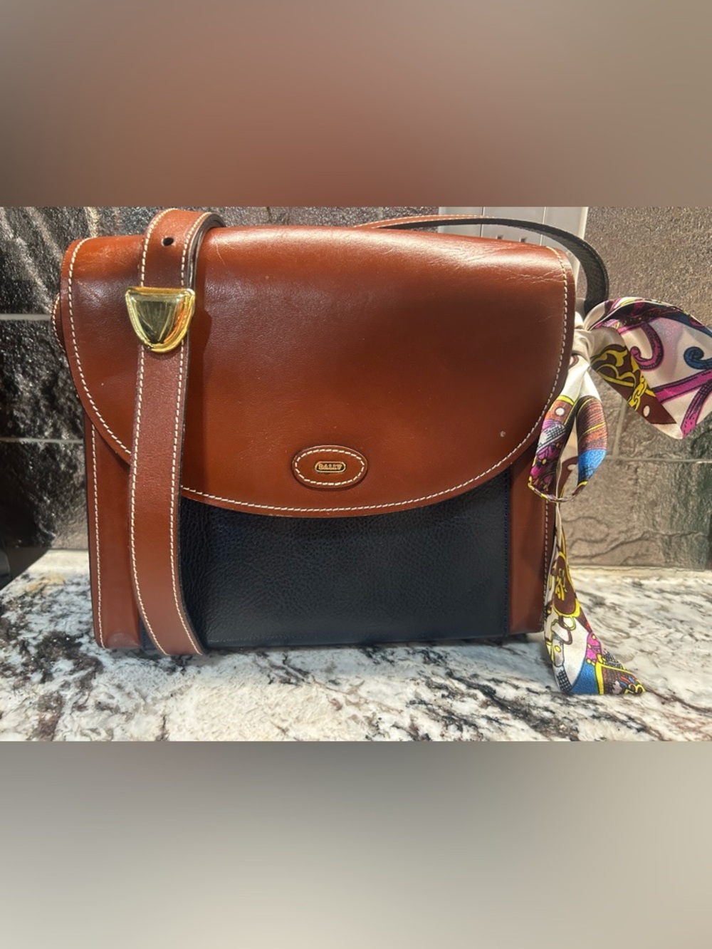 Bally Two-Tone Brown and Black Leather Crossbody